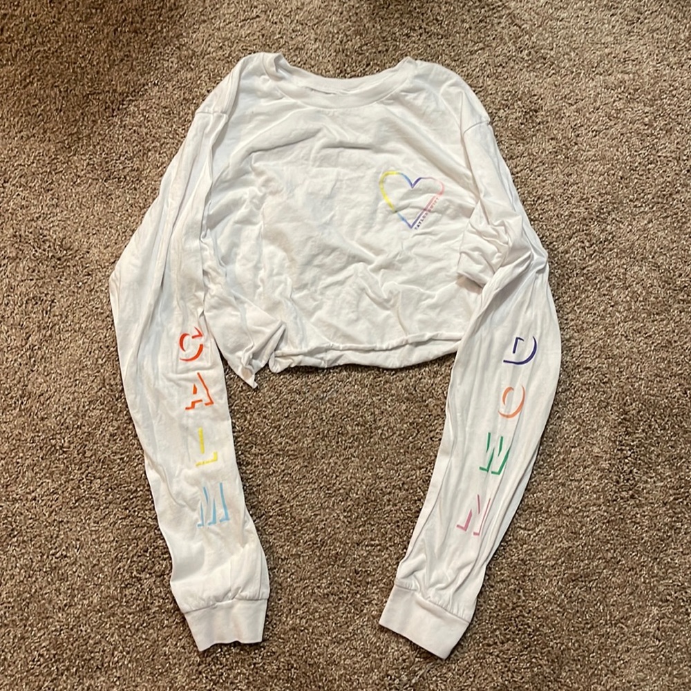 White Long Sleeve Crop With "Calm Down" Sleeve | Official Taylor Swift Merch